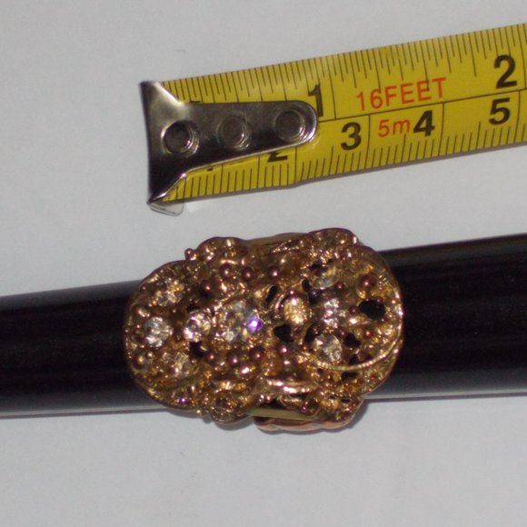 EUC, Gold & Copper Tone Dinner Fashion Ring With Rhinestones, Adjustable Sizing! - Picture 4 of 5